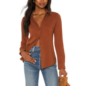 Bobi 'Button Up' Red Pocket Blouse Top Size XS